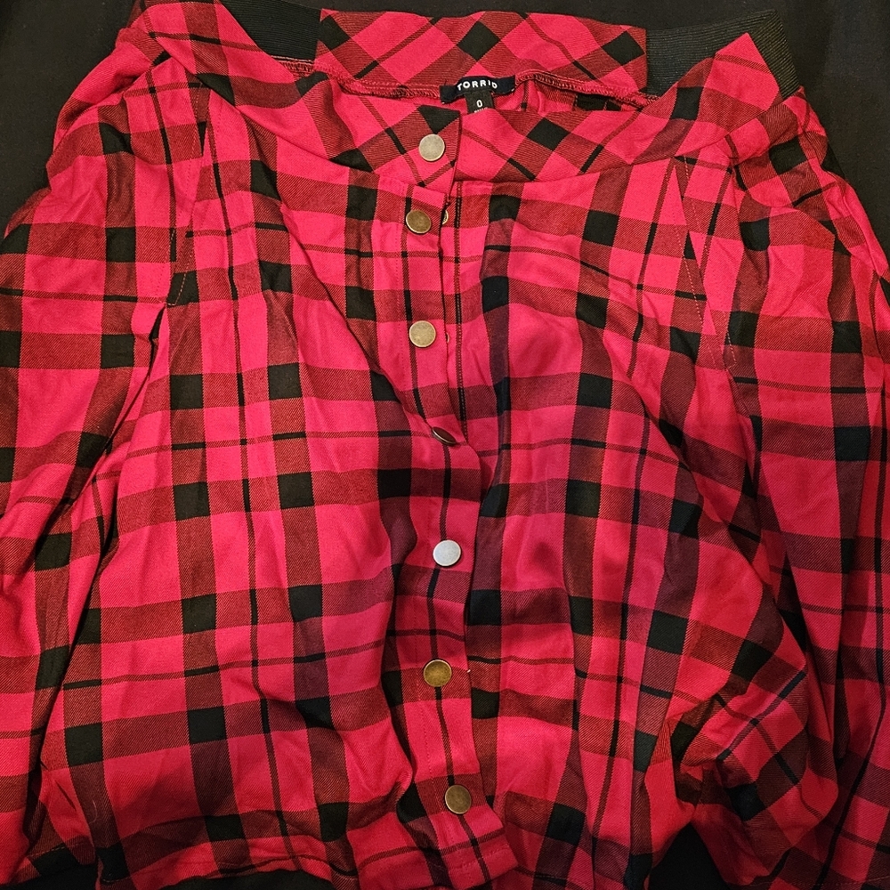 Torrid Red and Black Plaid Shirt